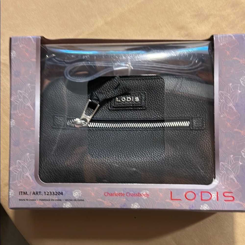 NIB Lodis Navy Italian Leather Crossbody Bag